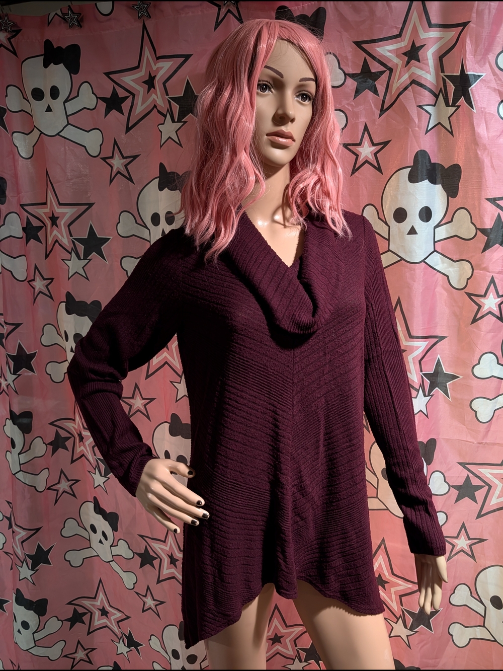 Alyx Plum Ribbed Cowl Neck Sweater